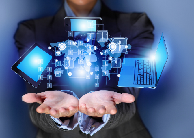 hands holding computer